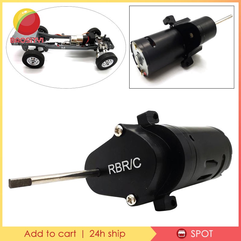 Hộp Số Kim Loại Toàn Diện 1 [Baosity1] Với Động Cơ Chổi Than 370 Cho Xe Tải WPL D12 Màu Đen Có Động Cơ