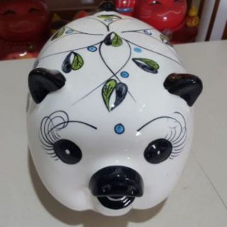 Lợn đất tiết kiệm vẽ họa tiết hoa dây - gốm sứ cao cấp Bát Tràng size 2