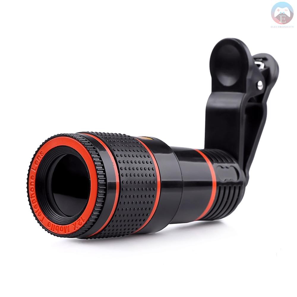 Ê Phone Camera HD Lens Universal Clip-on 12X Zoom Cell Phone Telescope Lens For iPhone External Telescope Phone Accessories