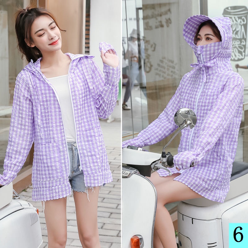 Áo Khoác Cotton Chống Tia Uv Size Lớn Có Mũ Trùm Đầu Chống Tia Uv Phong Cách Mới Mùa Hè Cho Nữ