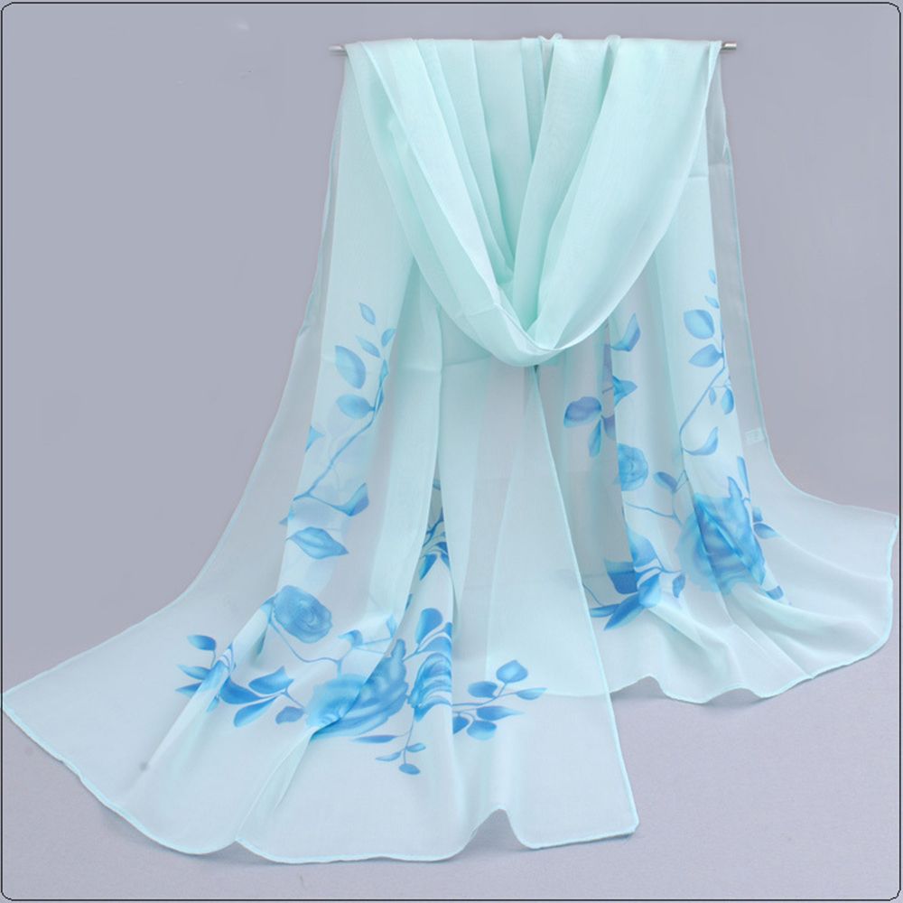 Khăn quàng cổ chiffon dài in hoa thời trang cho nữ