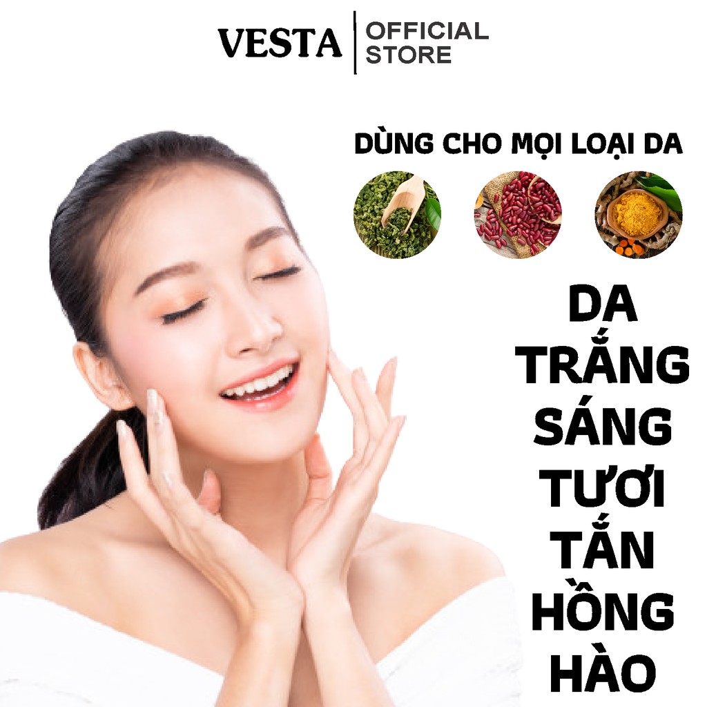 Combo 3 Trắng Da Vesta Bột Trà Xanh &amp; Nghệ &amp; Đậu Đỏ