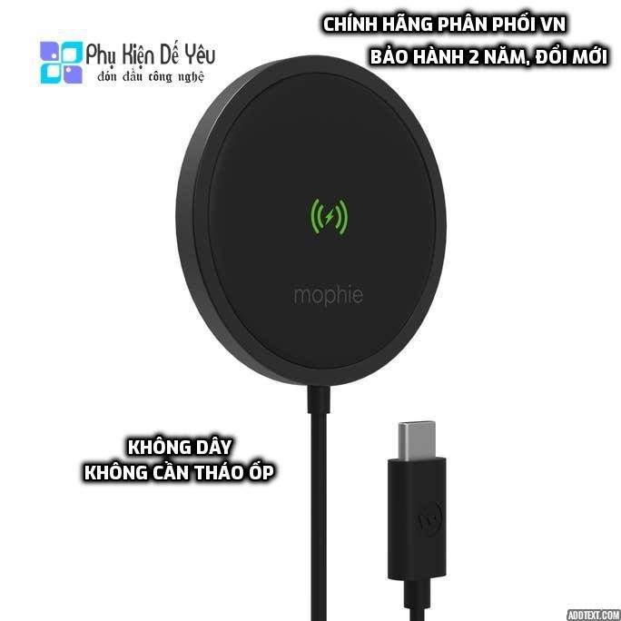 Sạc không dây MagSafe Mophie snap+ wireless charger  [CHÍNH HÃNG PHÂN PHỐI VN, BẢO HÀNH 2 NĂM]