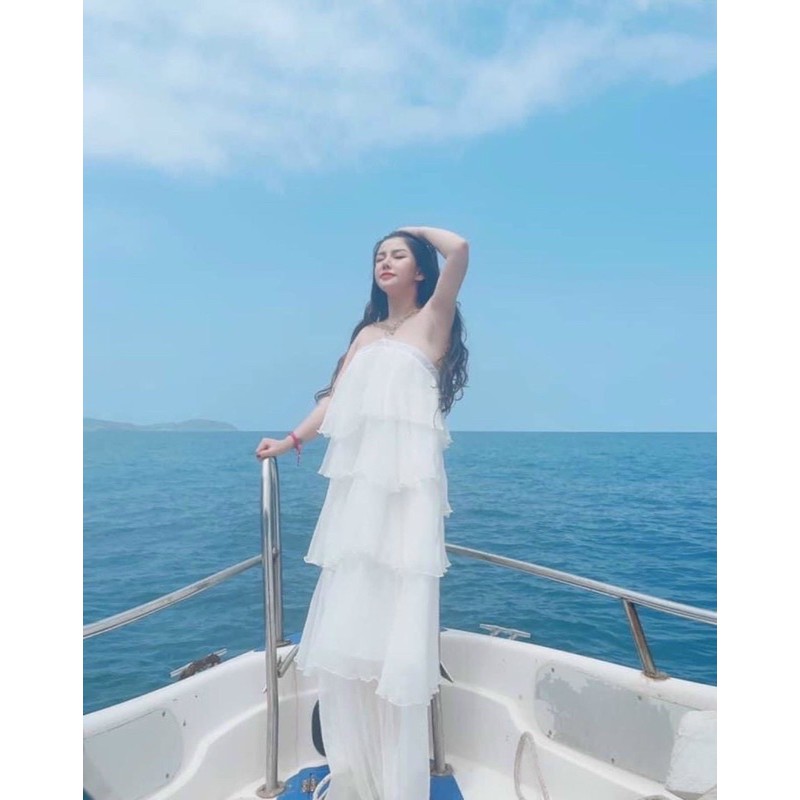 Đầm maxi 5 tầng nhiều màu đi biển chụp hình đi tiệc siêu hot | BigBuy360 - bigbuy360.vn