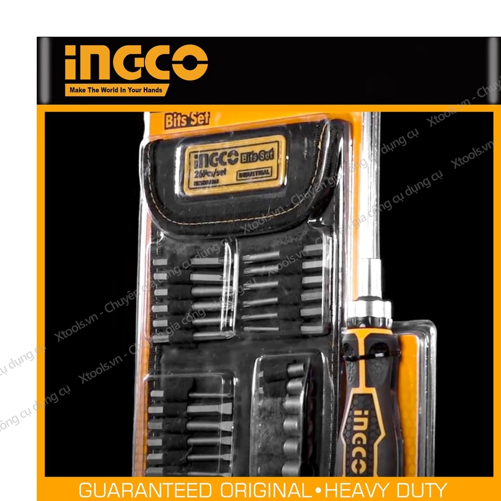 Bộ tua vít 2 chiều 26 chi tiết đa năng INGCO HKSDB0268 đóng mở 2 chiều tự động có nam châm, bộ tuốc nơ vít tự động