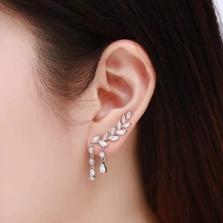 [Nhập SPE47470 hoàn 10K xu đơn 50K]Bông tai họa tiết lá đính đá ôm vành tai🎀Hoa tai đi tiệc sang chảnh cho nữ🎀