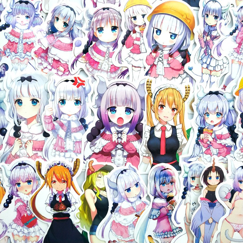 Miếng dán Sticker Anime Manga Kobayashi-san Chi no Maid Dragon trọn bộ 37 hình - In rõ ràng sắc nét khó tróc