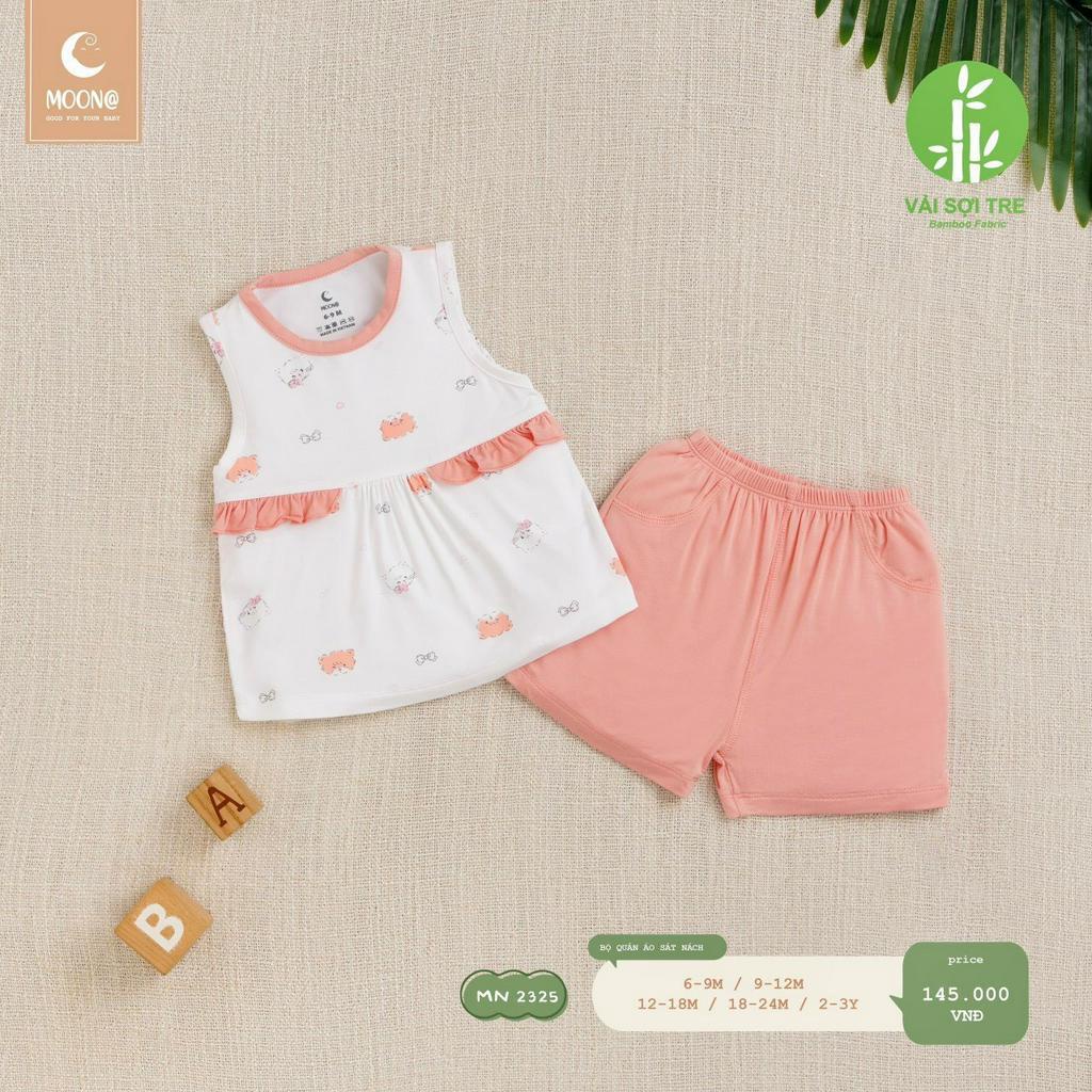 [CHÍNH HÃNG] Bộ quần áo sát nách trẻ em sợi tre mềm mại họa tiết đáng yêu Moon