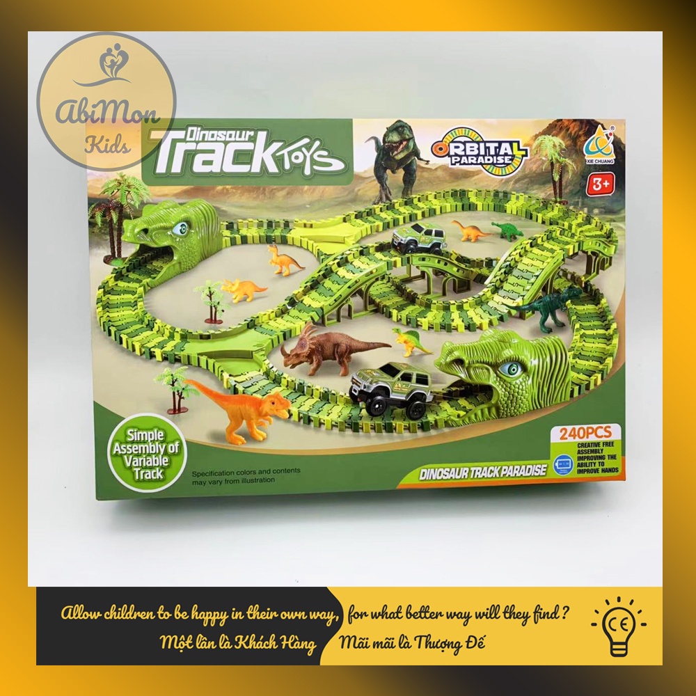 Đồ Chơi Lắp Ghép Đường Đua Khủng Long Cho Bé (240 chi tiết) ☘️ Montessori ✨ Đồ chơi Giáo Dục - An toàn - Thông minh