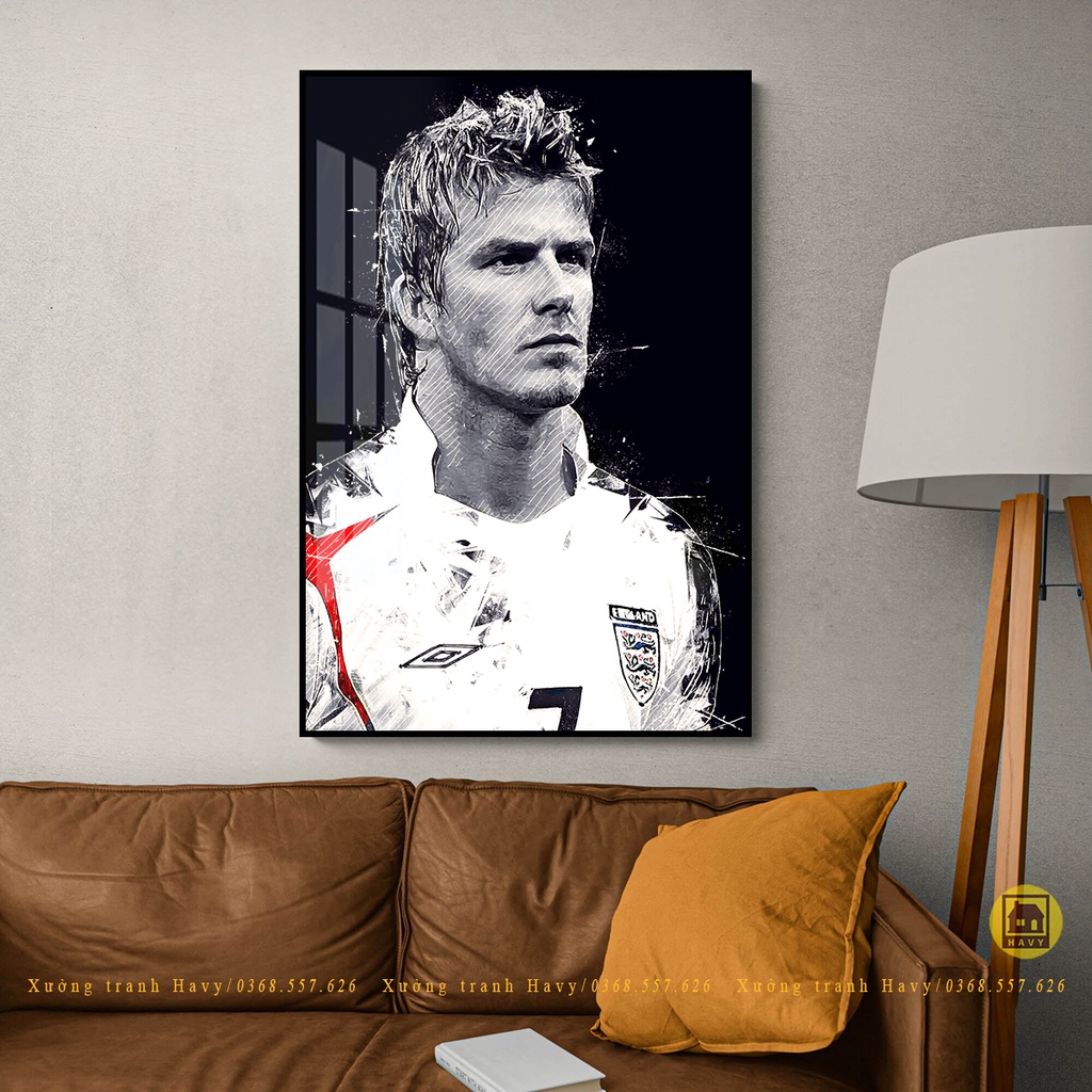 Tranh bóng đá treo tường Beckham mica gương cao cấp, tranh beckham