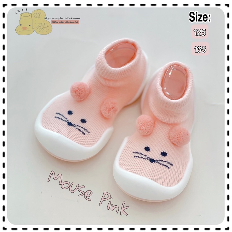 CHÍNH HÃNG GGOMOOSIN GIÀY TẬP ĐI CHO BÉ CƯNG-MOUSE PINK