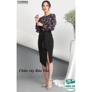 Chân váy xẻ vạt chéo thắt dây cạp - M39