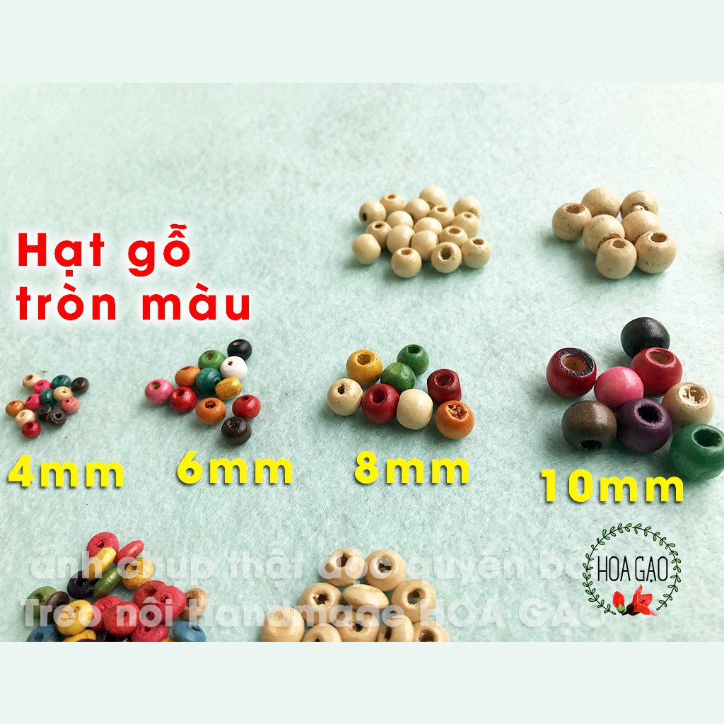 EQ [Mã TOYNOV hoàn 20K xu đơn 50K] Hạt gỗ màu, hạt gỗ trơn HGH5 khiến cho sách vải, vòng tay handmade 5g 14 16