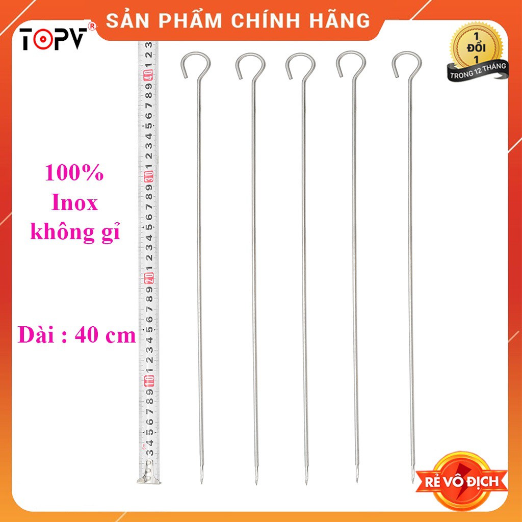 Que xiên thịt nướng TopV 42cm, phù hợp bếp TopV V5M và V5S, xiên nướng Inox cao cấp, không gỉ, xiên nướng thịt, siêu bền