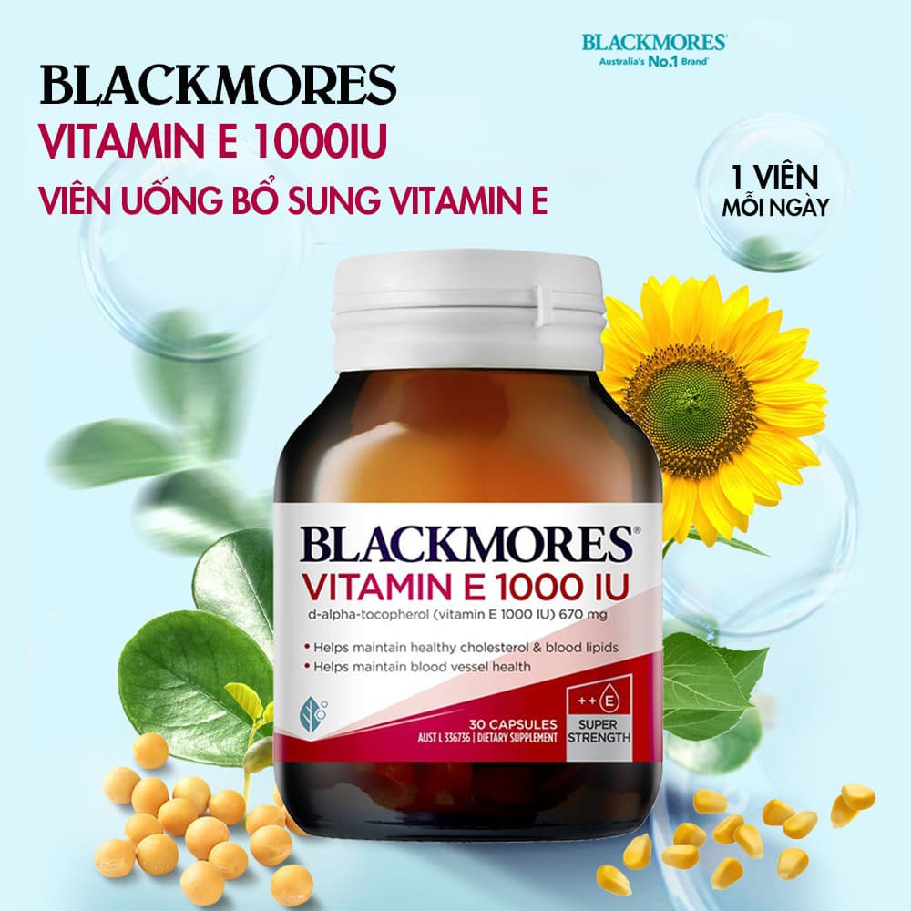 [Chính hãng Úc] Viên uống bổ sung vitamin E tự nhiên 1000IU Blackmores Úc, giúp dẹp da - Date mới