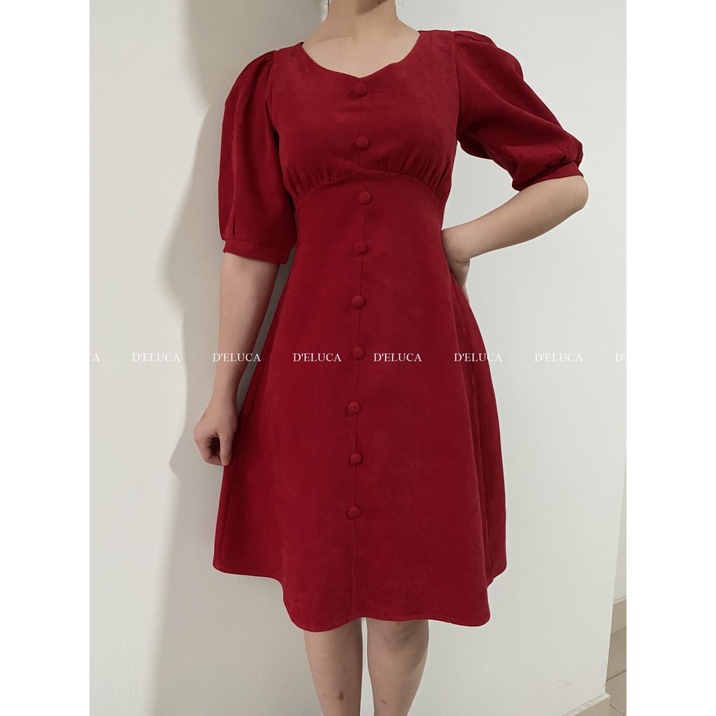 [Hình+Video Thật] Váy Nhung Tăm Cúc Bọc Vải - Đầm Dáng Xòe Tay Phồng Đáng Sắm Nhất Mùa Hè Này | BigBuy360 - bigbuy360.vn