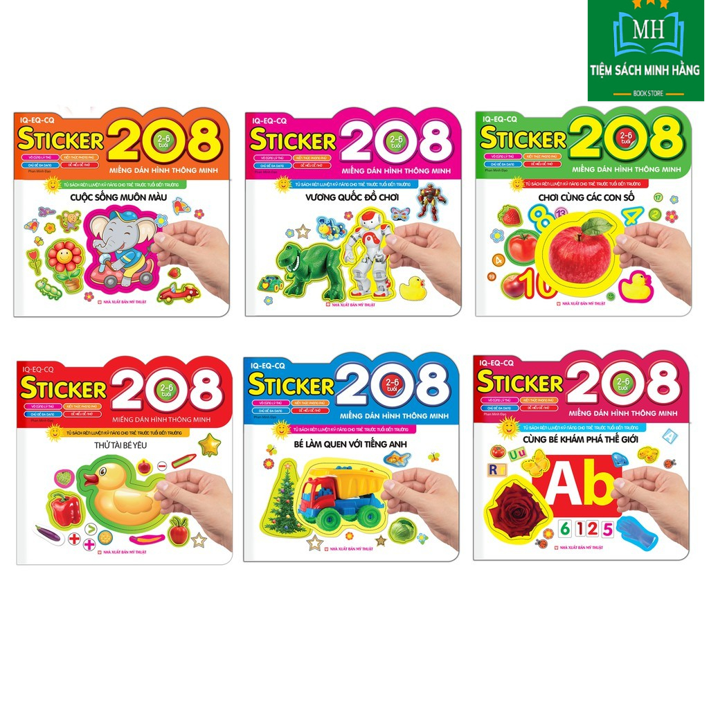Sách - Combo 208 miếng dán hình thông minh - IQ-EQ-CQ (trọn bộ 6 cuốn)