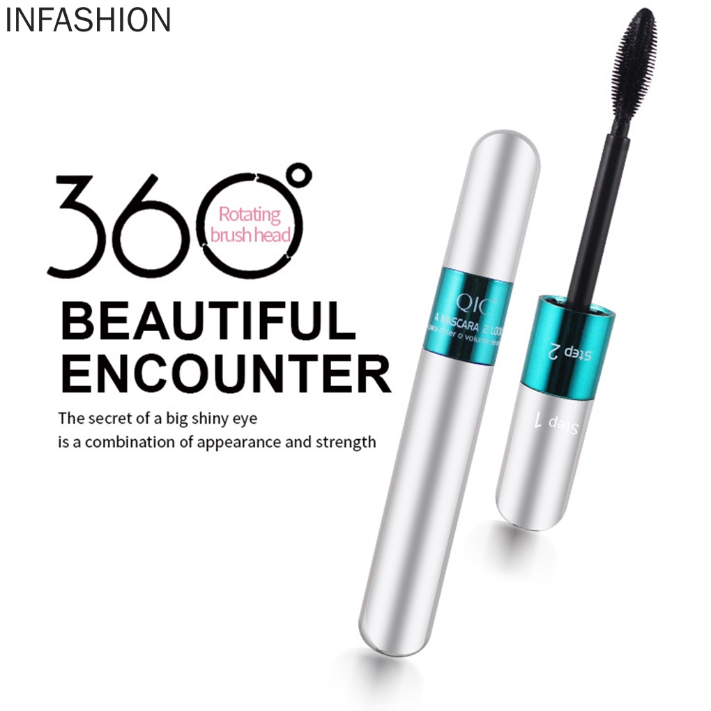 [Hàng mới về] Mascara QIC sợi 3D hai đầu chống thấm nước chuốt dày và cong mi