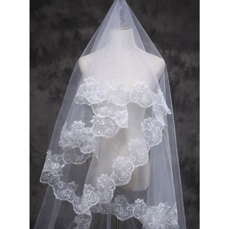 Mạng Che Mặt Cô Dâu 1 Tầng Phối Ren Xinh Xắn