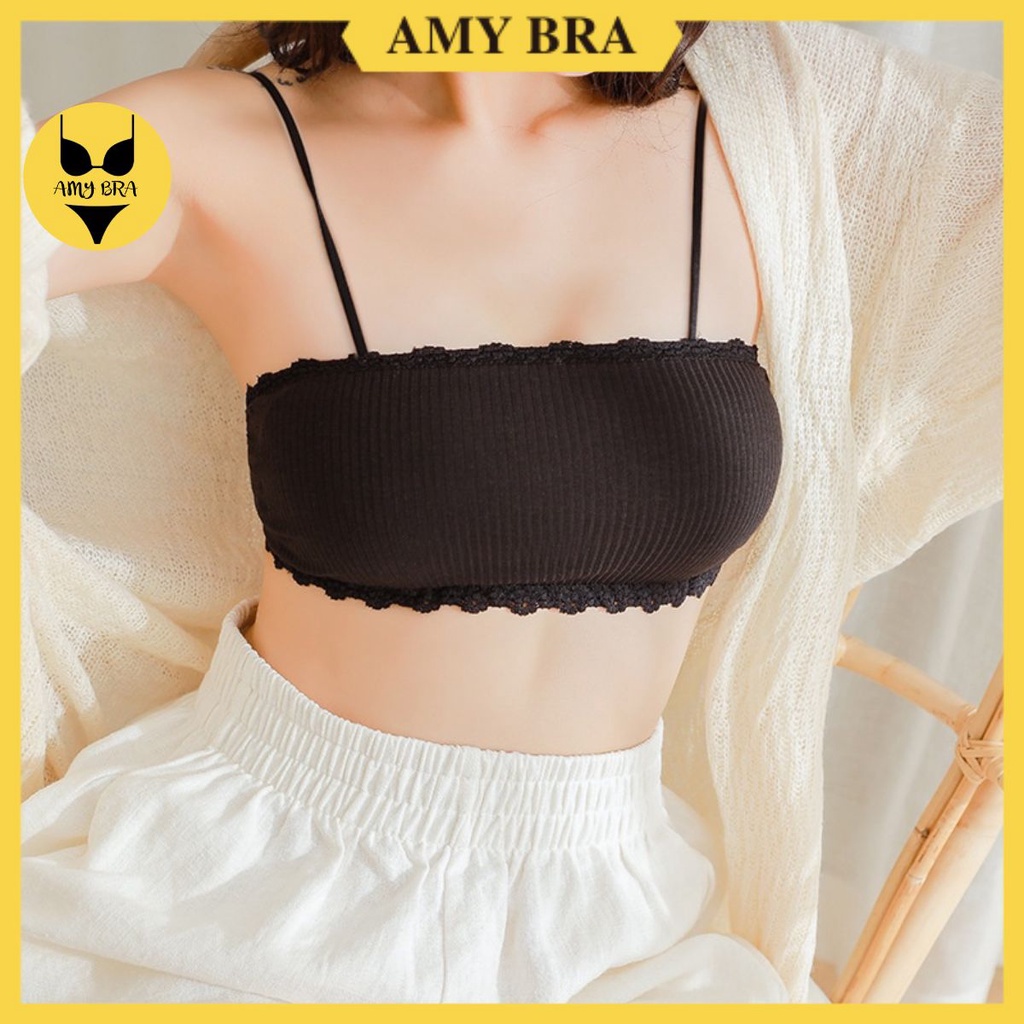Áo Bra 2 Dây - Bra Len Tăm Thể Thao Cài Sau - Áo Ngực Mút Mỏng AMYBRA B636