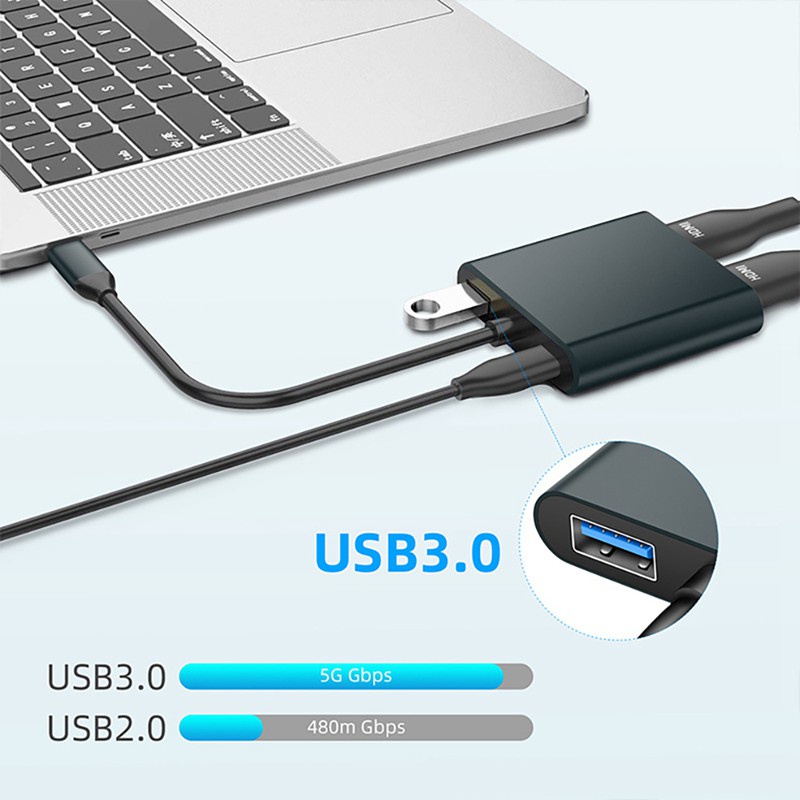 Bộ Chuyển Đổi Type-C Sang Hdmi Usb3.0 Type-C Sang 2 Hdmi 4k @ 30hz Hd 4k Cho Pc Laptop