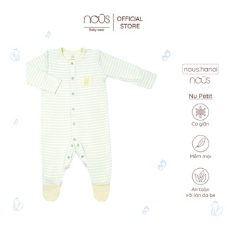 Bộ Quần Áo Body Sơ Sinh Nous Có Tất Chân Kẻ Xanh Lá NB ( Size Sơ Sinh) - NBBD11