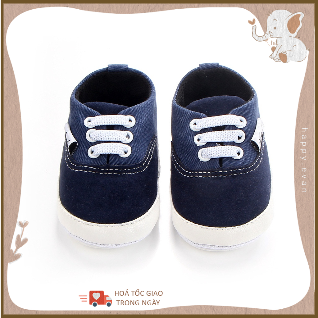 🅷.🄴🅅🄰🄽 [2-5m] Giày bata thể thao bằng vải canvas phối màu thể thao, nhẹ nhàng đứng form cho bé, phù hợp tặng đầy tháng.