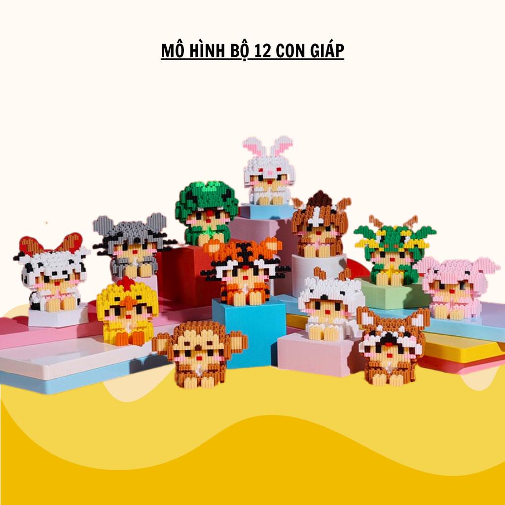 Bộ Đồ Chơi Mô Hình Lắp Ráp 12 Con Giáp Xếp Hình 3D Sáng Tạo Động Vật Đáng Yêu LG12 (12 hộp)