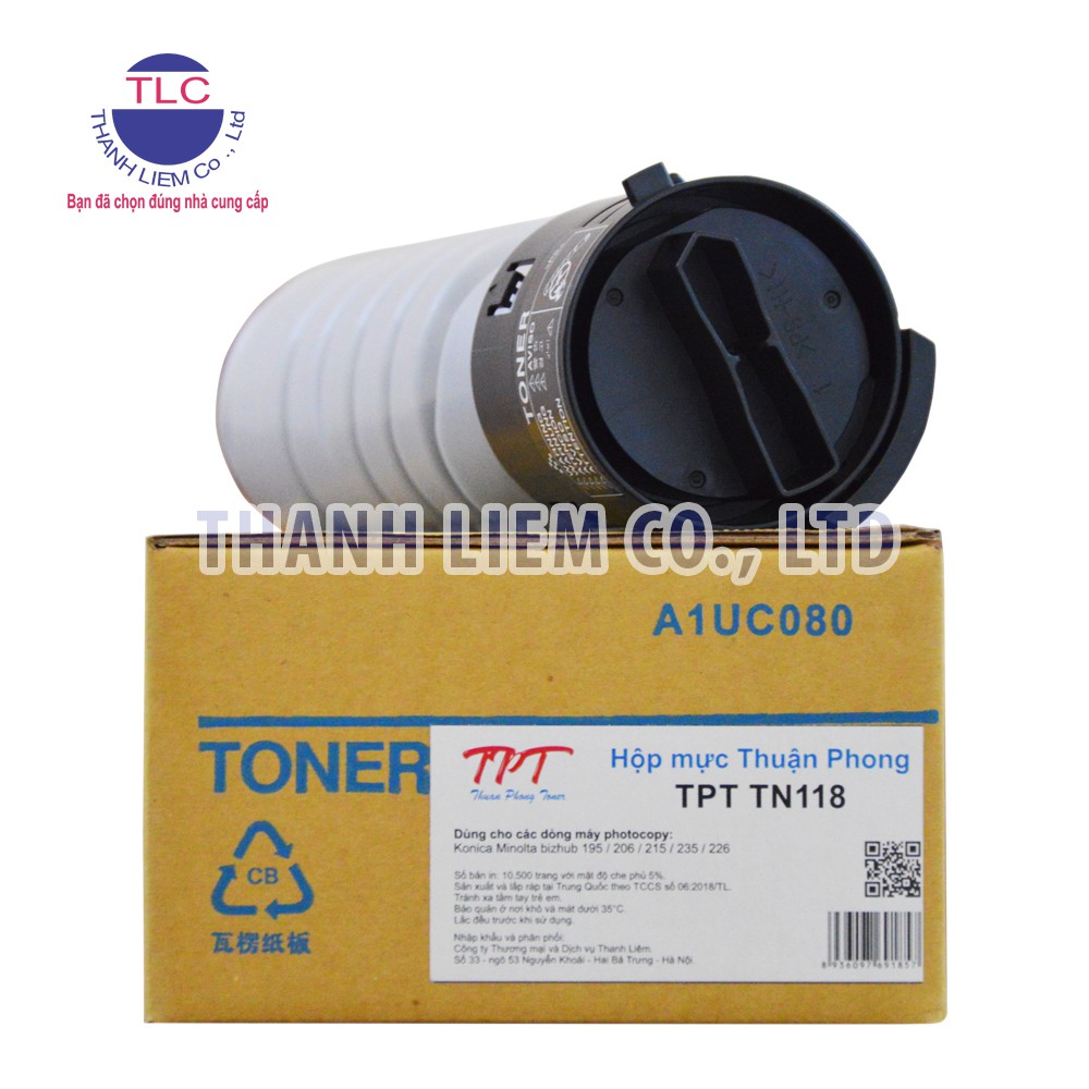 Hộp mực Thuận Phong TN118 dùng cho máy photocopy Konica Minolta bizhub 164/ 184/ 195/ 206/ 226/ 266/ 306/ 7718/ 7818