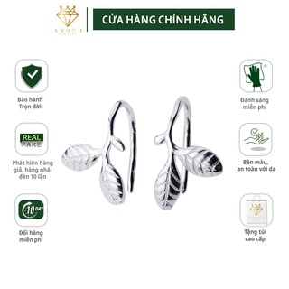 Khuyên tai bạc Ý s925 lá non E7010 - AROCH Jewelry
