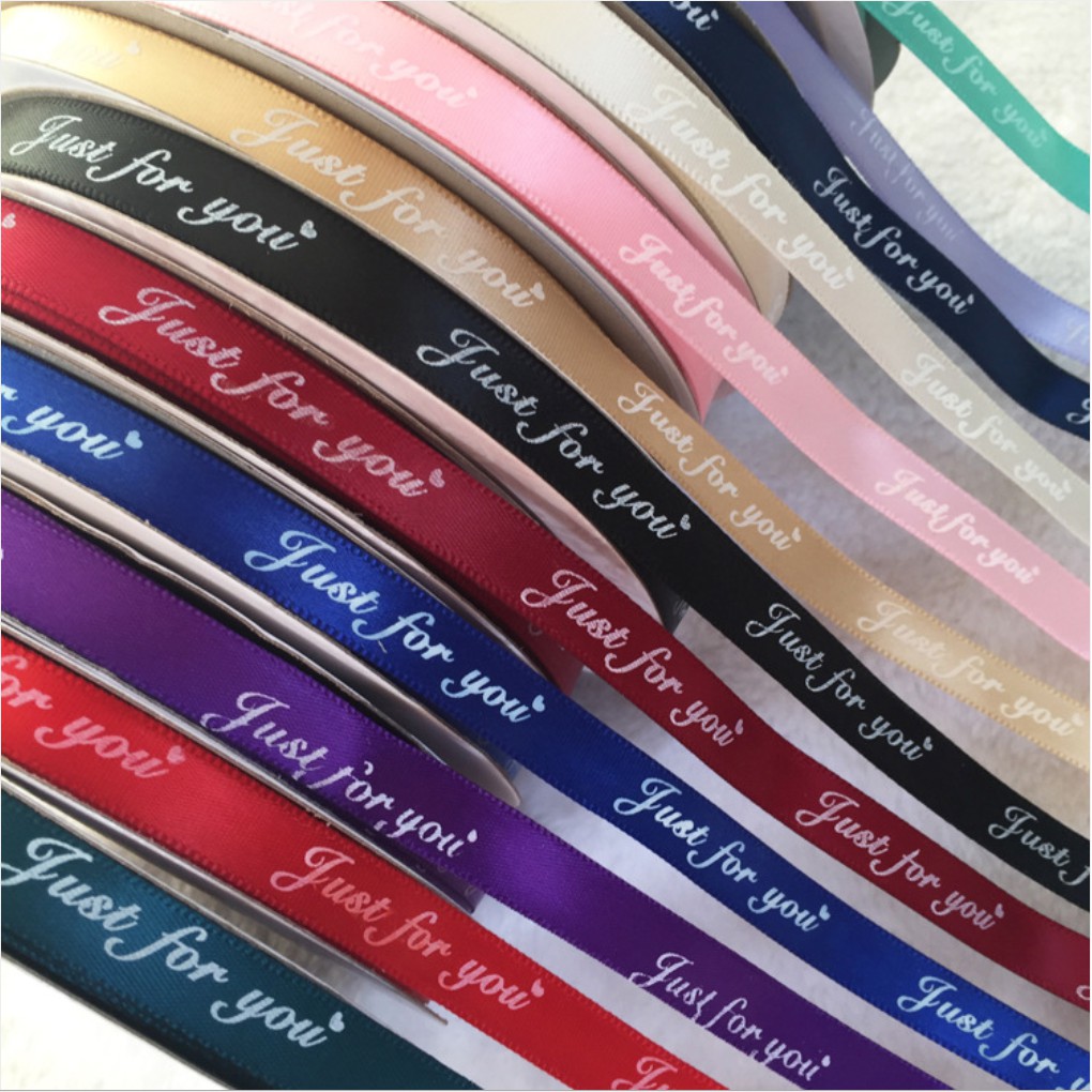 Cuộn dây ruy băng in chữ Just For You bằng satin dài 10m 25mm dùng trang trí gói quà