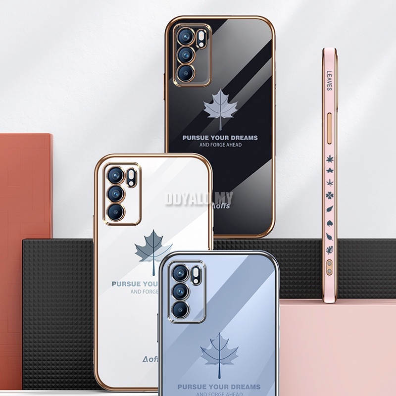 Ốp Điện Thoại Silicon Mềm Họa Tiết Lá Phong Sang Trọng Cho OPPO Reno 5 6 Pro 5F 4F 6Z / Reno 4G 3 2F 2Z Lite A93 A94 4G 2021