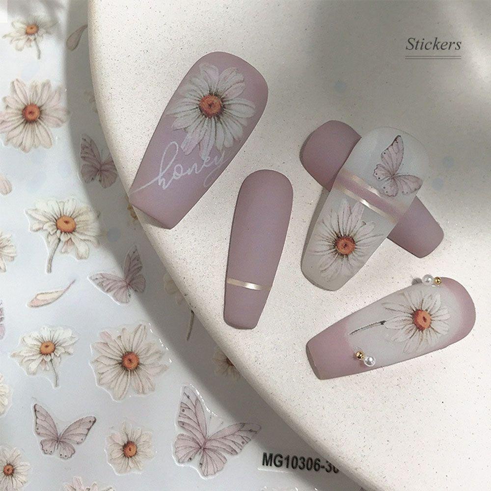Miếng Dán Trang Trí Móng Tay Họa Tiết Hoa Hồng Và Bướm Độc Đáo
