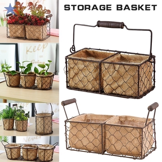 Rổ kiểu dây lưới cổ điển và bao vải bố để đựng chậu hoa tiện dụng