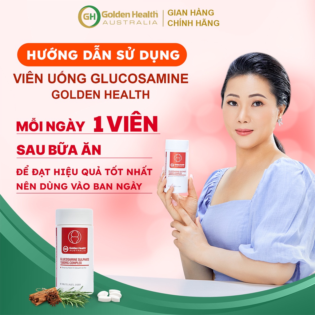 [GOLDEN HEALTH] Viên uống Glucosamine Sulphate hỗ trợ tăng chất nhờn xương khớp (90 viên)