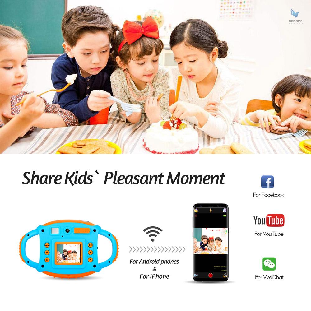 Camera kỹ thuật số Andoer WiFi 5MP 1080P HD chống sốc màn hình 1.77 Inch với thiết kế ống kính kép cho bé
 | BigBuy360 - bigbuy360.vn