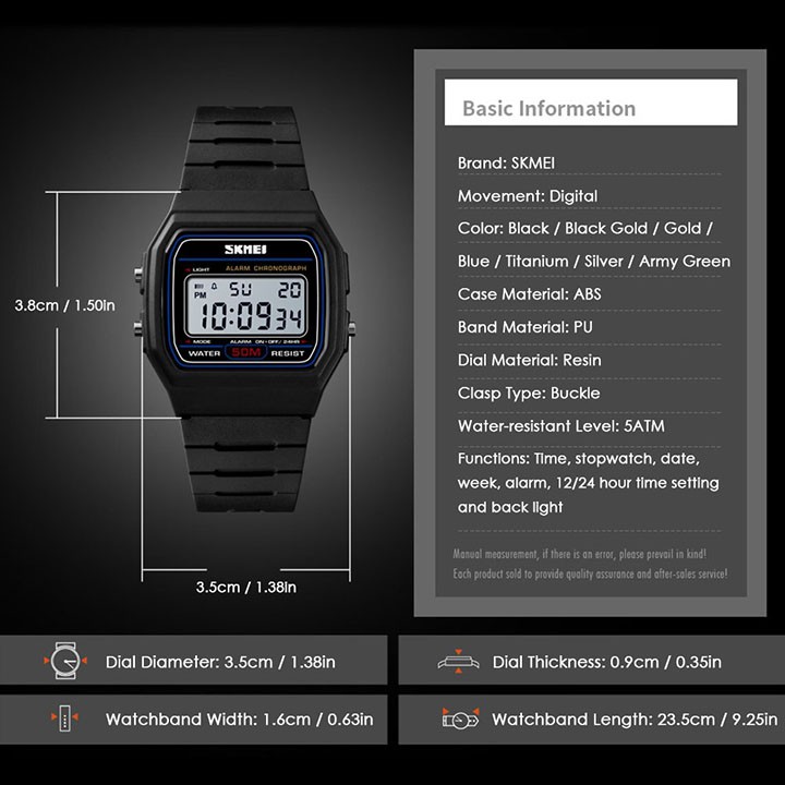 Đồng hồ SKMEI 1412- Bảo hành 3 tháng - 2 màu Black, Green - Unisex | BigBuy360 - bigbuy360.vn