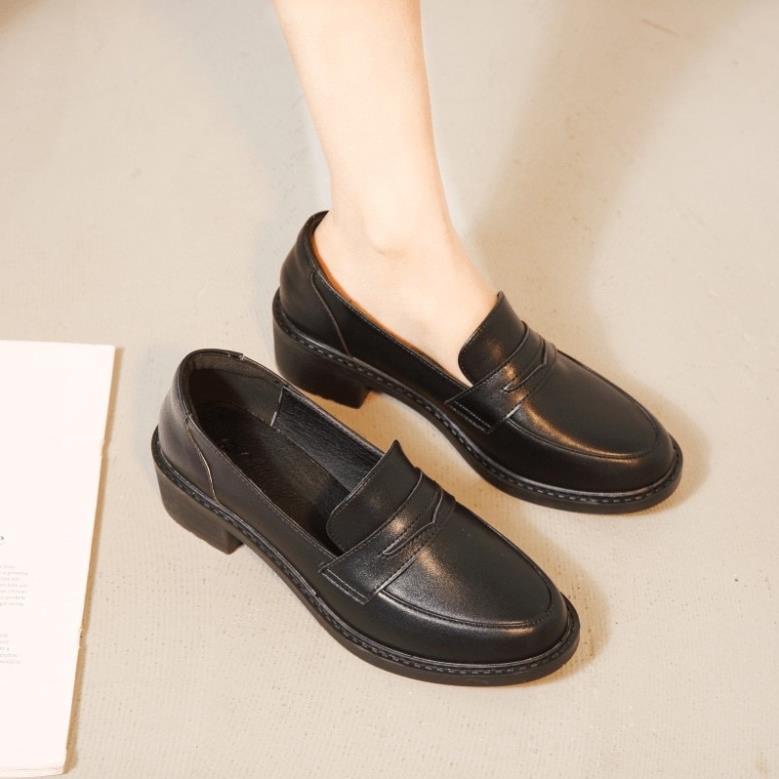 🇪🇹 Giày da (sục/ loafer) cao gót mũi nhọn phong cách retro thời trang cho nữ (có video, SECONDHAND)