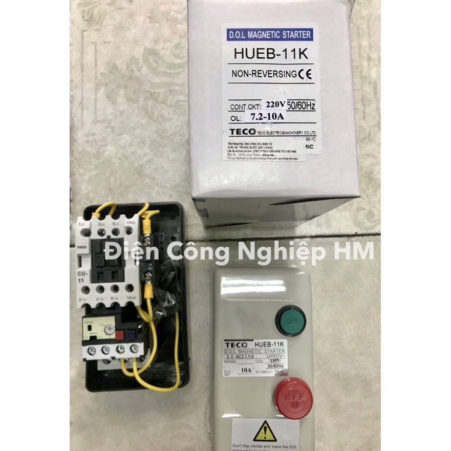 Khởi Động Từ Hộp 11A 3 Pha TECO HUEB-11K, Điện Áp Cuộn Hút 220V - 380V HÀNG CHÍNH HÃNG
