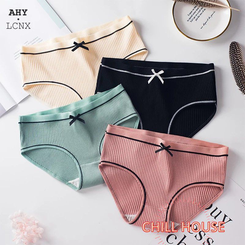 Quần lót nữ Q105 cotton tăm tre đính nơ gân 2 mặt siêu thấm hút mồ hôi - CHILL HOUSE