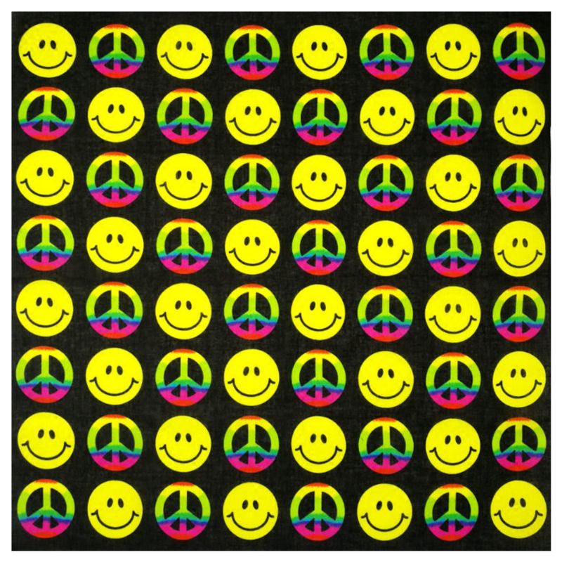 Whi Khăn Choàng Vuông Cotton Họa Tiết Hình Học Nhiều Màu Sắc Biểu Tượng Hòa Bình