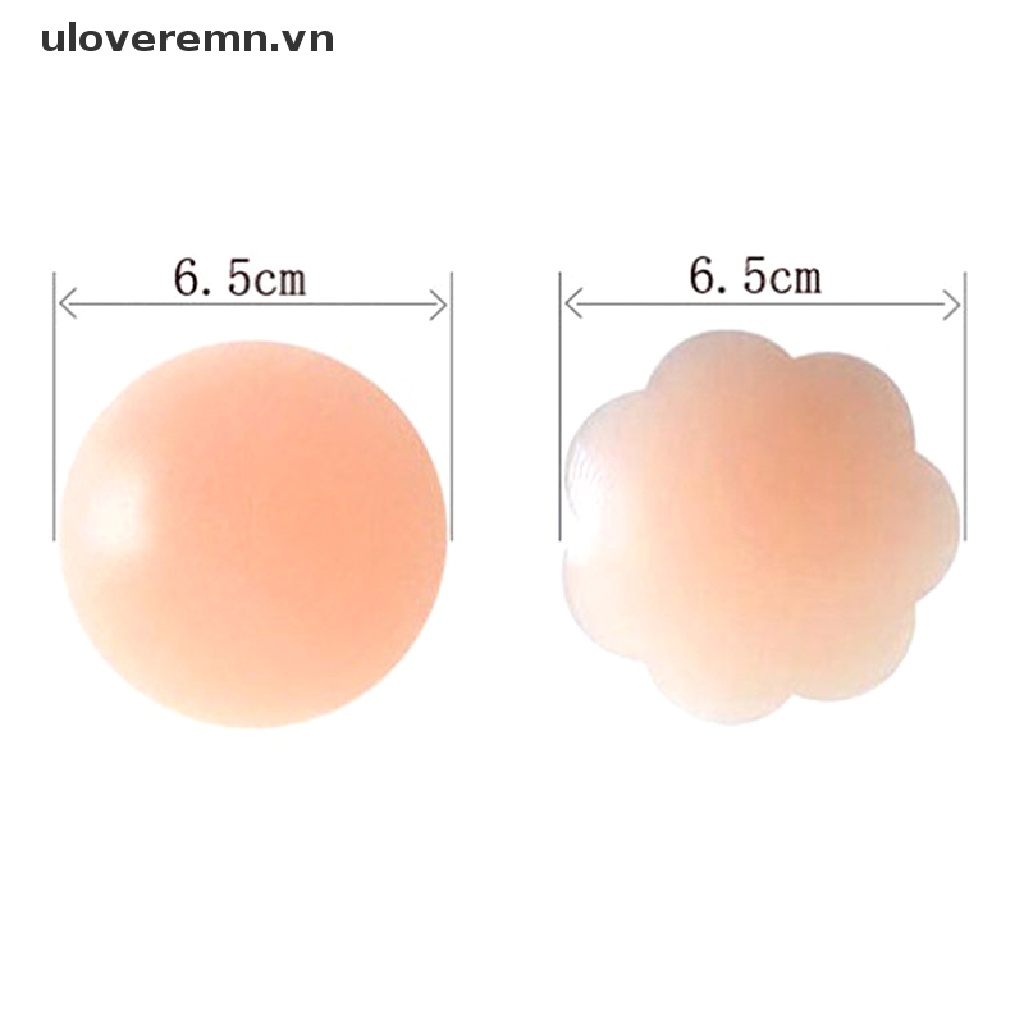 Uloveremn 1 Cặp Miếng Dán Ngực Silicone Vô Hình Tự Dính Không Dây Tái Sử Dụng Được Hình Cánh Hoa Tròn Cho Nữ