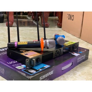 Micro Shure UGX23 Plus vỉ tím cao cấp tự ngắt - Hát siêu nhẹ, 4 rât thu sóng siêu khoẻ, hàng loại 1