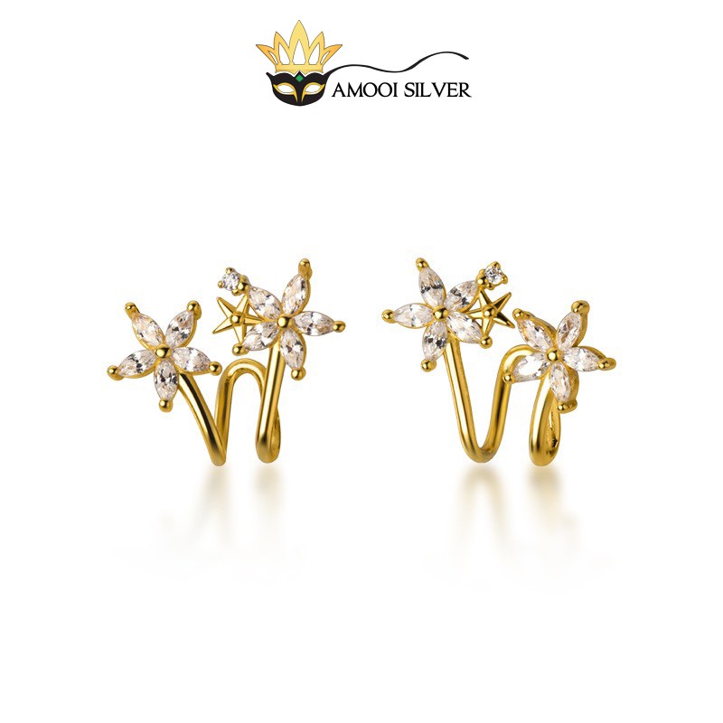 Bông tai bạc S925 hình hoa 5 cánh - Amooi Silver AB104