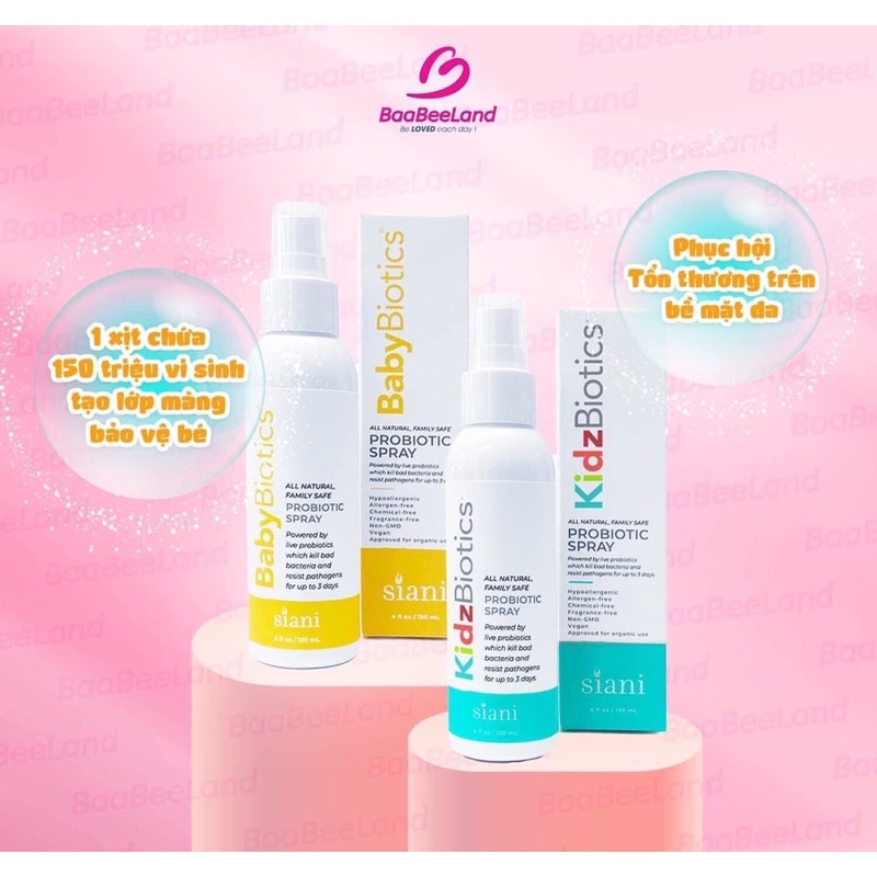 XỊT MEN VI SINH , LỢI KHUẨN CHO BÉ BABYBIOTICS 120ML MẪU MỚI NHẤT  - BAABEELAND