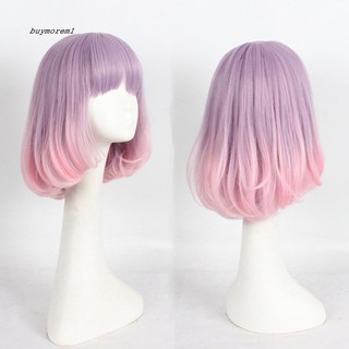 Tóc giả dài mái xéo màu hồng chịu nhiệt cho nữ