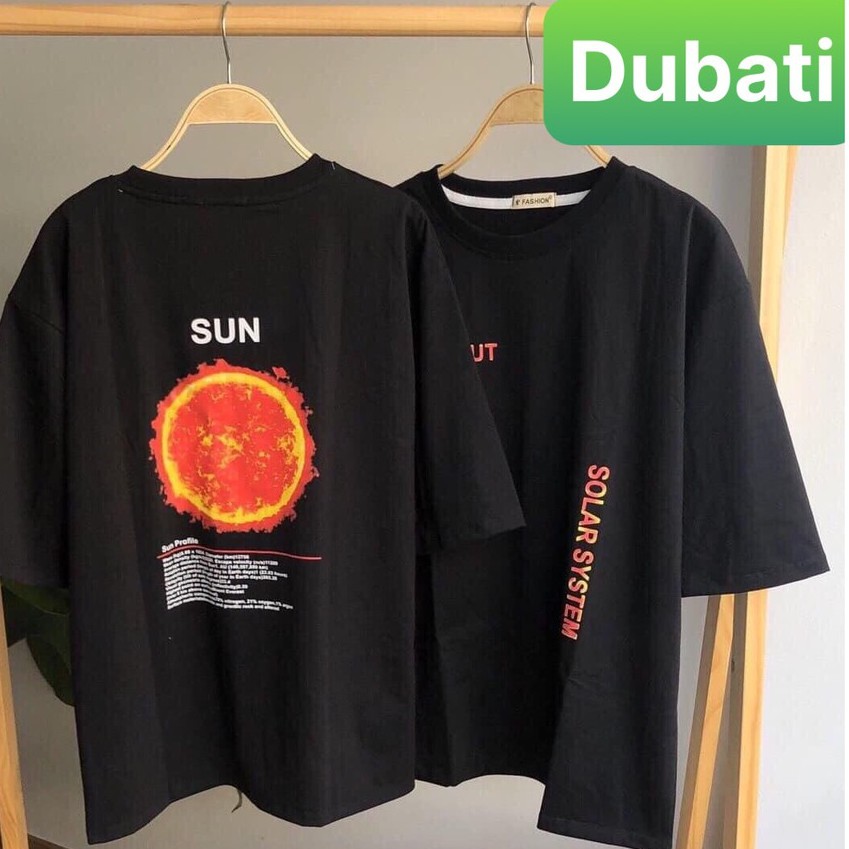 ÁO THUN PHONG CÁCH UNISEX NAM NỮ TAY LỠ FROM RỘNG ĐEN SAO HỎA - DUBATI FASHION