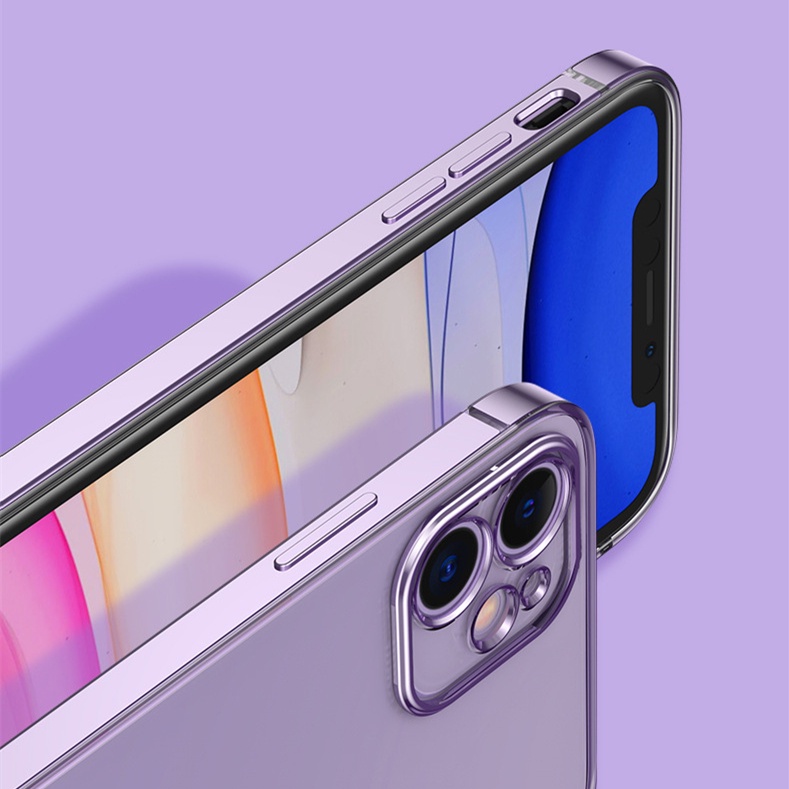 Ốp Điện Thoại tpu Mềm Trong Suốt Khung Vuông Mạ Sang Trọng Cho iPhone 13 12 11 Pro Max Mini x xr xs se 2020