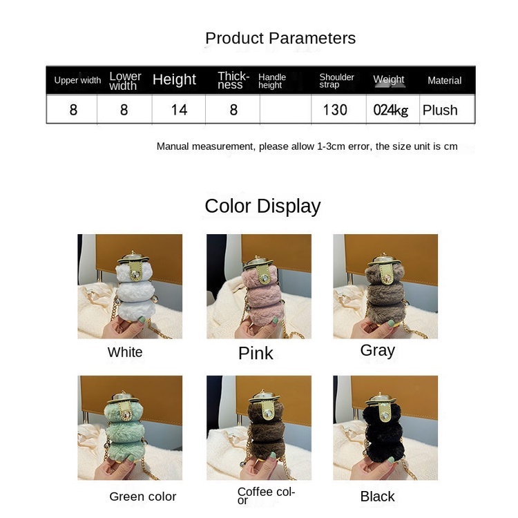 Túi đeo chéo Mini phối lông thời trang 2021 cho nữ