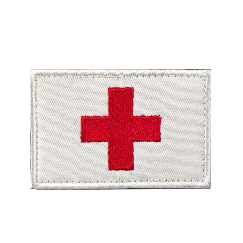 1 Miếng Vá Thêu Chữ Thập Đỏ Và Vòng Tròn Hỗ Trợ Cứu Thương MED Medic Quân Đội Đeo Cánh Tay Ba Lô